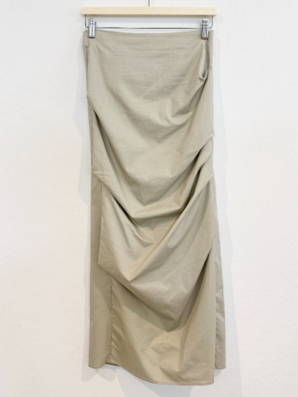 Zara Ruched Maxi Skirt Slit‎ Minimalist Boho Streetwear Casual Contemporary XS